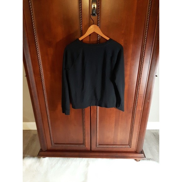 Banana Republic Women Size M "haute" Front Logo Very Soft Sweatshirt Black/White - Picture 3 of 6